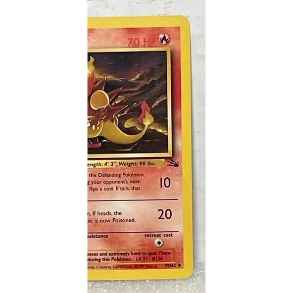 Magmar 39/62‎ Pokemon Card Unlimited Fossil Non Halo WOTC 1999 Vintage LP - Picture 3 of 6